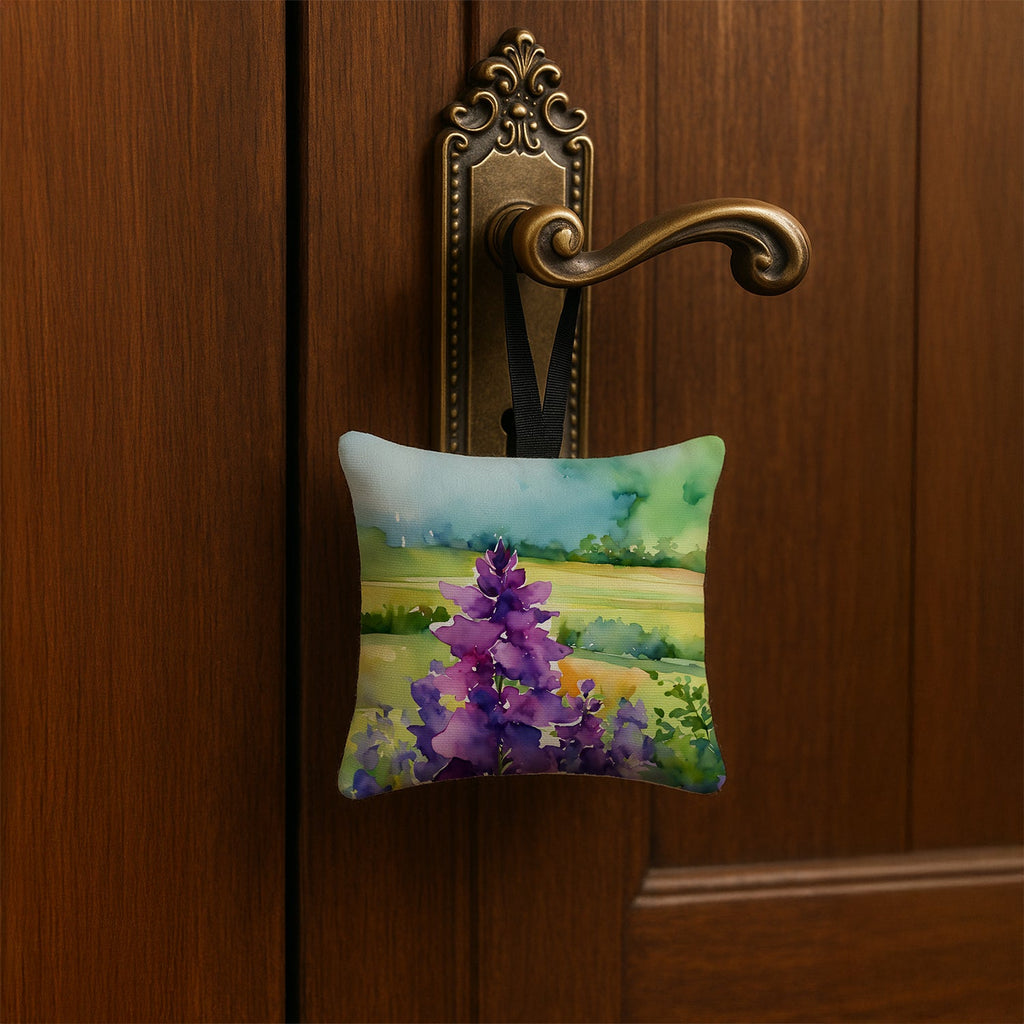 New Jersey Violet in Watercolor Hanging Square Fabric Ornament 3.5 × 3.5 Decorative Door-Knob & Tree Hanger, Soft Fabric