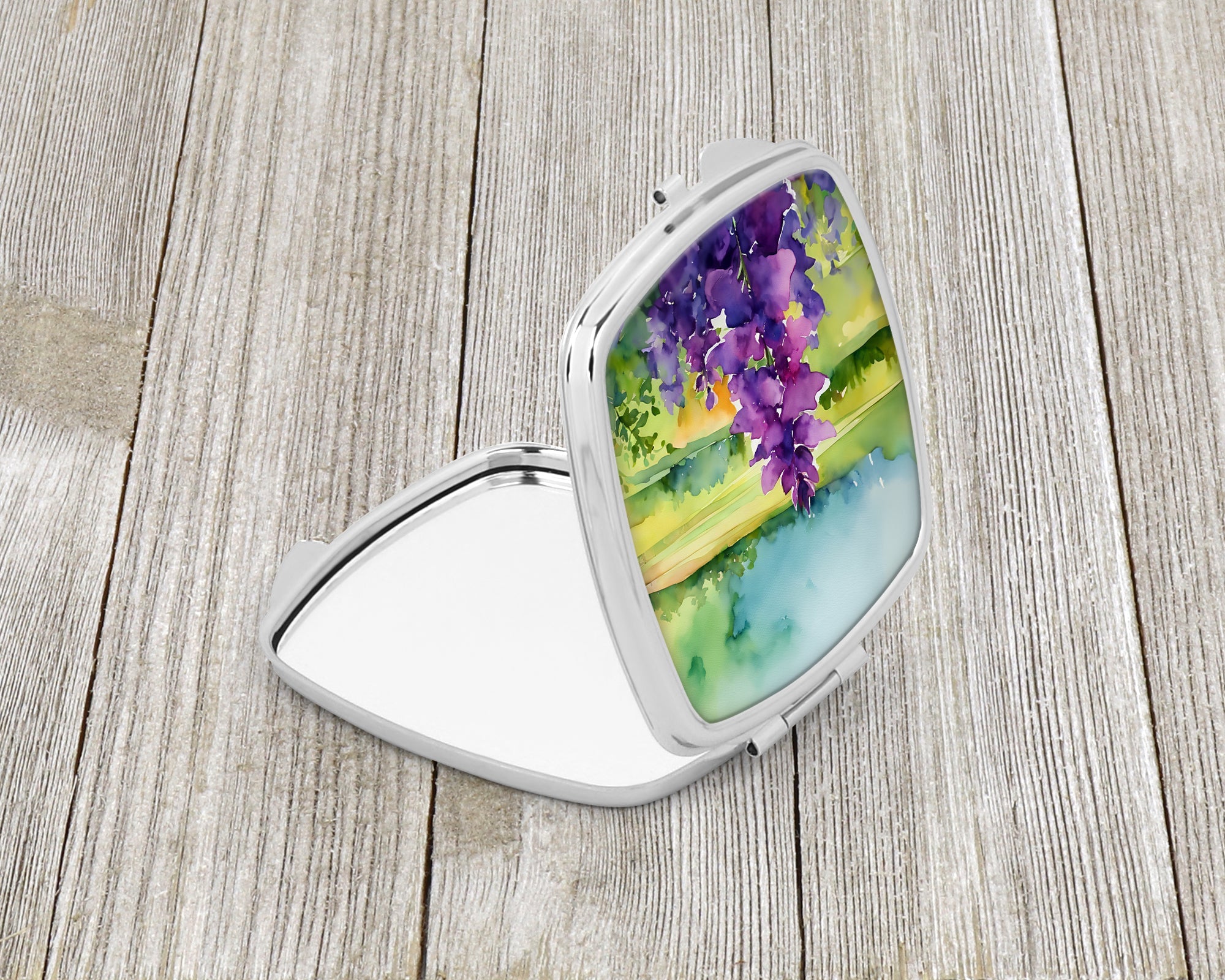 New Jersey Violet in Watercolor Compact Mirror Decorative Travel Makeup Mirror for Women Girls Gifts Pocket Makeup Mirror Folding Handheld