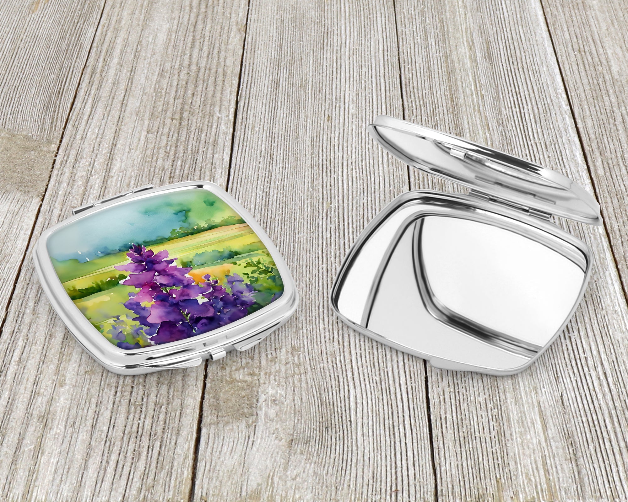 New Jersey Violet in Watercolor Compact Mirror Decorative Travel Makeup Mirror for Women Girls Gifts Pocket Makeup Mirror Folding Handheld