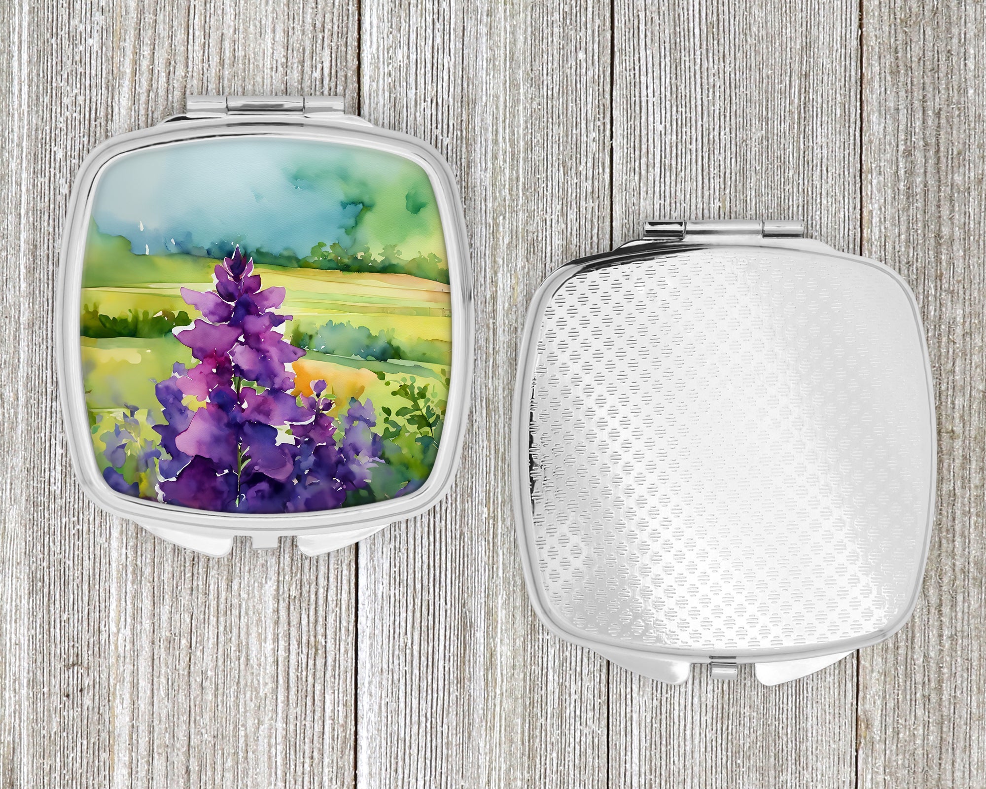 New Jersey Violet in Watercolor Compact Mirror Decorative Travel Makeup Mirror for Women Girls Gifts Pocket Makeup Mirror Folding Handheld