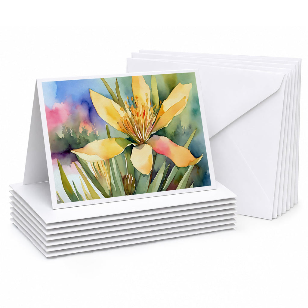 New Mexico Yucca Flower in Watercolor Greeting Cards Pack of 8 Blank Cards with Envelopes Whimsical A7 Size 5x7
