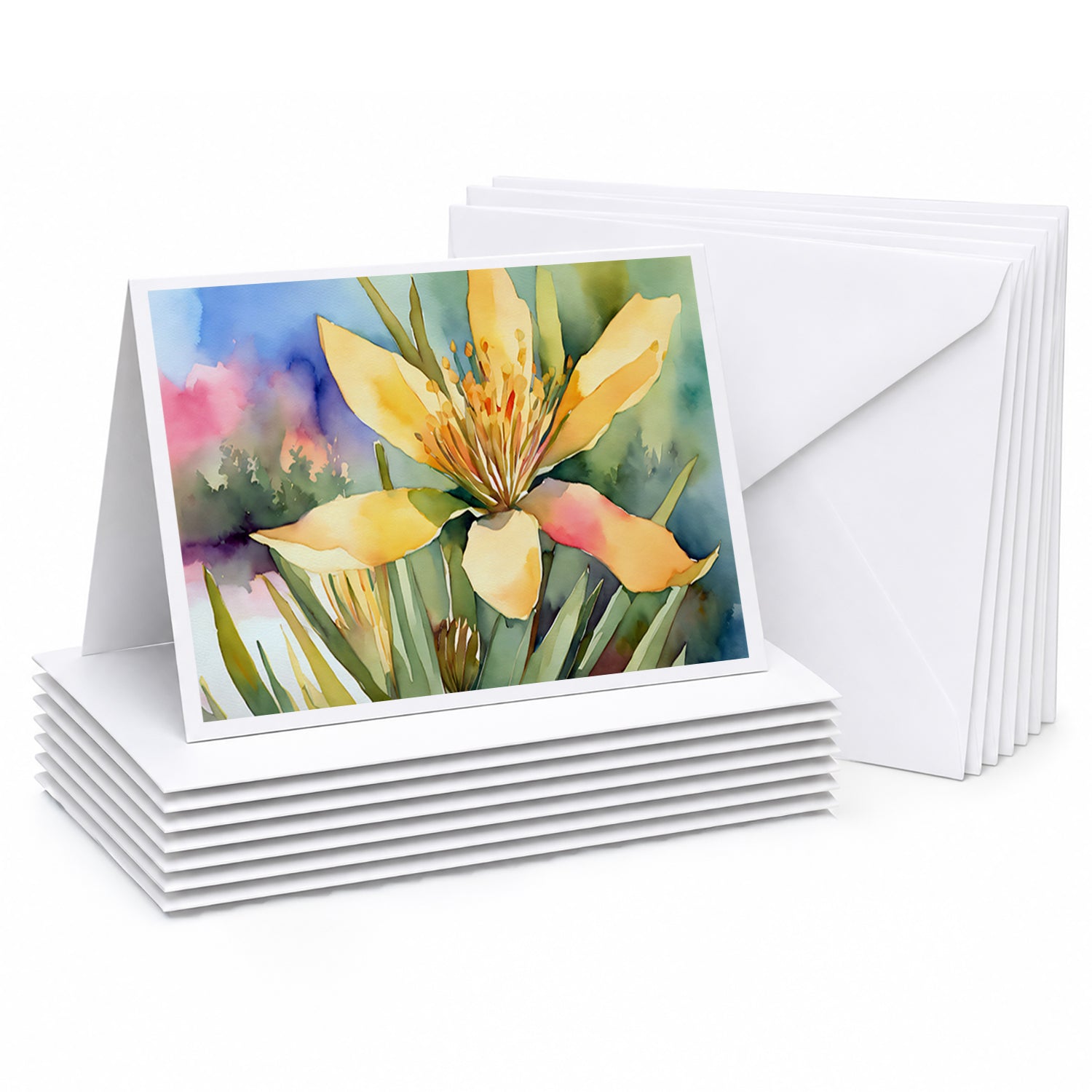 New Mexico Yucca Flower in Watercolor Greeting Cards Pack of 8 Blank Cards with Envelopes Whimsical A7 Size 5x7