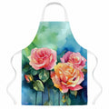 New York Roses in Watercolor Apron Cooking Kitchen Server Baking Crafts Gardening for Adult Women Men, Unisex, Large, Multicolor