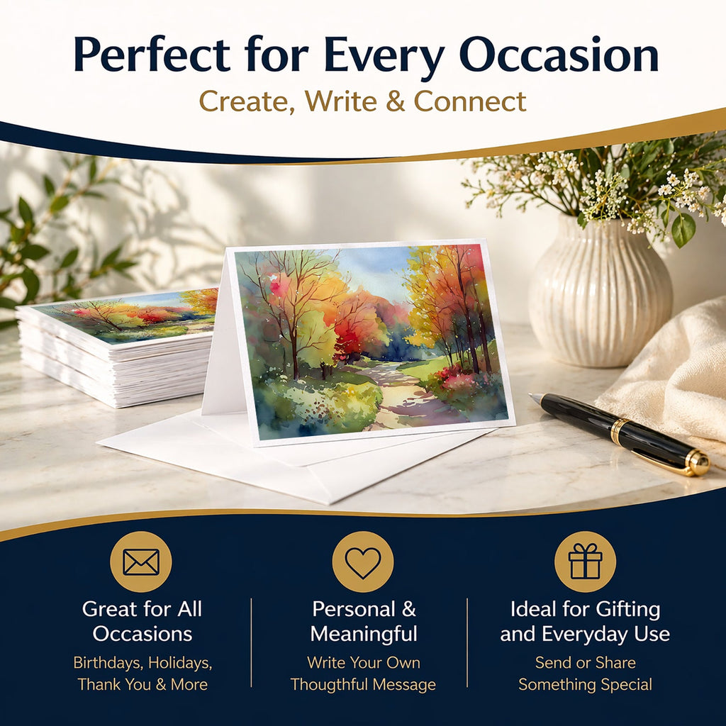 North Carolina Dogwoods in Watercolor Greeting Cards Pack of 8 Blank Cards with Envelopes Whimsical A7 Size 5x7