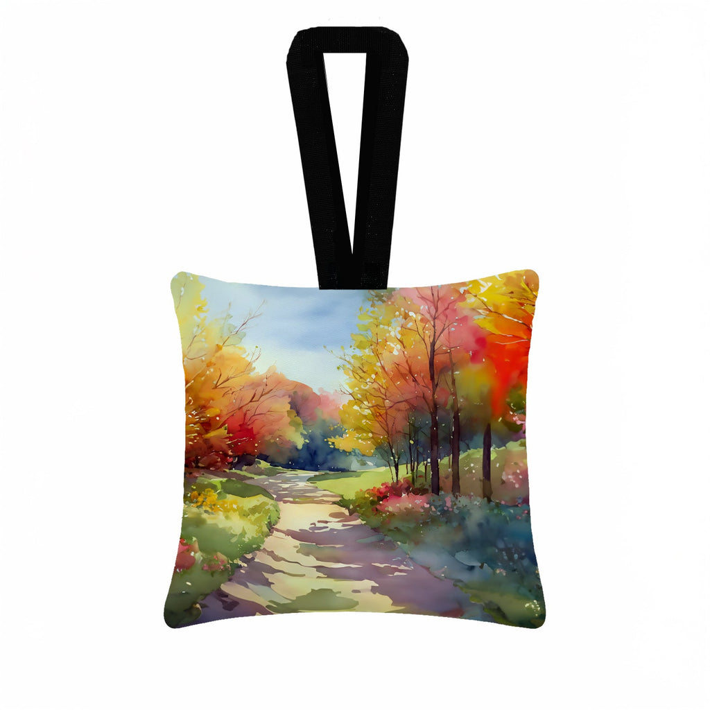 North Carolina Dogwoods in Watercolor Hanging Square Fabric Ornament 3.5 × 3.5 Decorative Door-Knob & Tree Hanger, Soft Fabric
