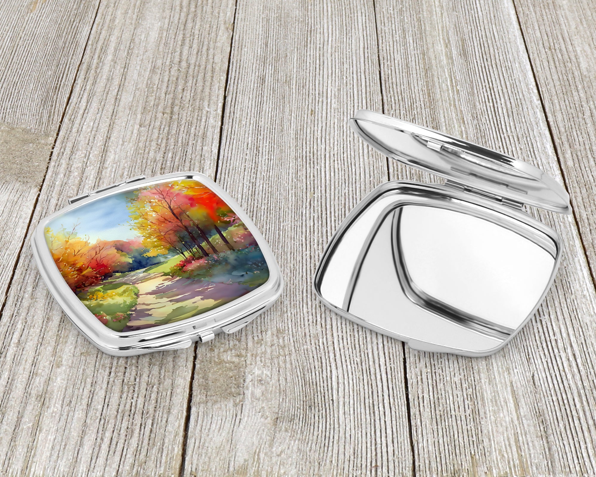 North Carolina Dogwoods in Watercolor Compact Mirror Decorative Travel Makeup Mirror for Women Girls Gifts Pocket Makeup Mirror Folding Handheld