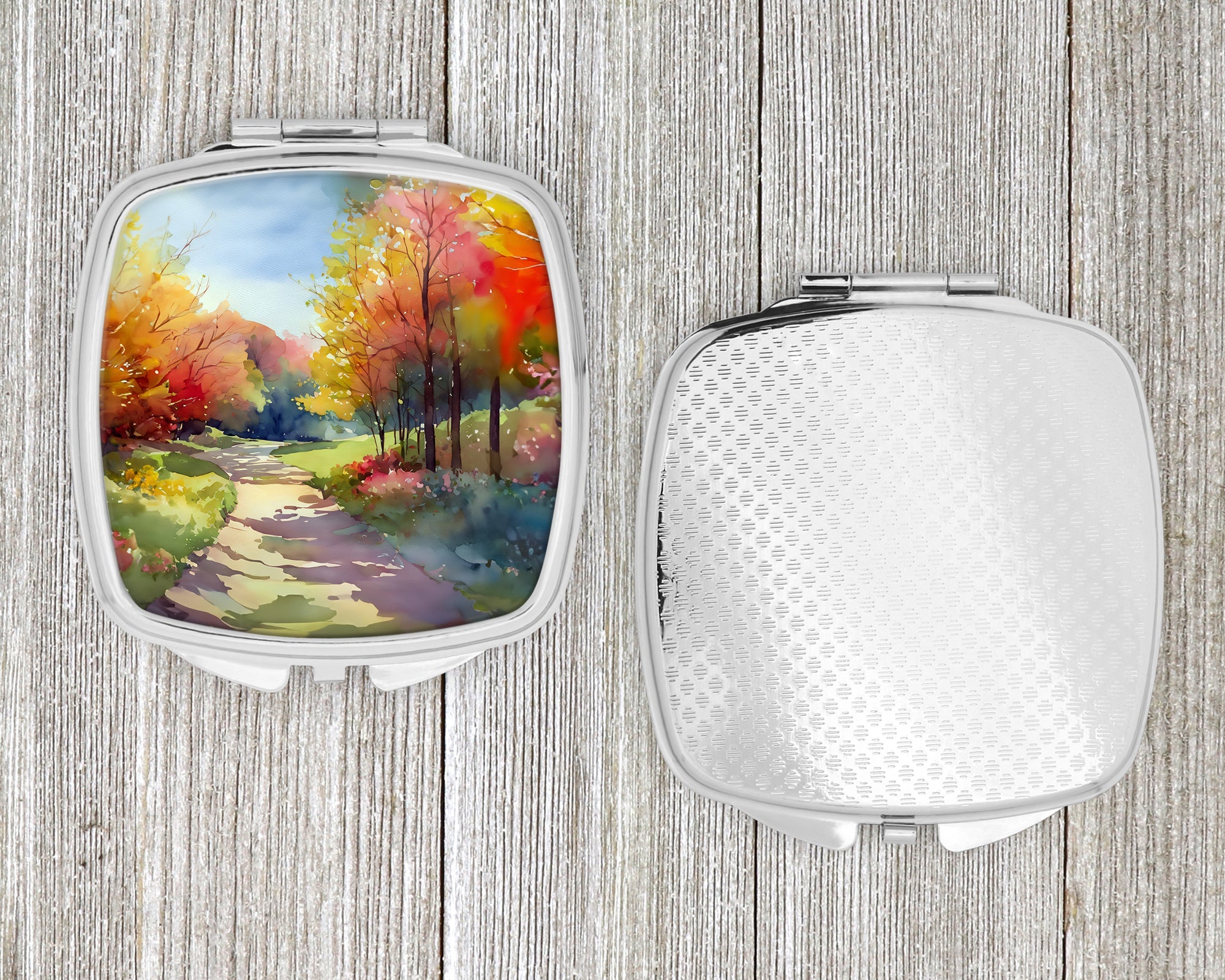 North Carolina Dogwoods in Watercolor Compact Mirror Decorative Travel Makeup Mirror for Women Girls Gifts Pocket Makeup Mirror Folding Handheld
