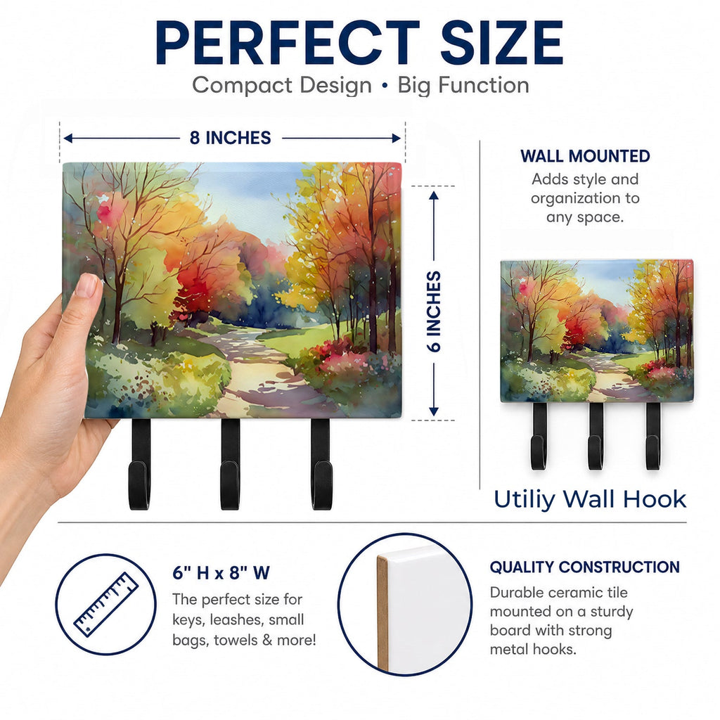 North Carolina Dogwoods in Watercolor Leash or Key Holder Wall Hooks, Coat Rack Wall Mount, for Hanging Keys, Towels, Aprons, Leashes