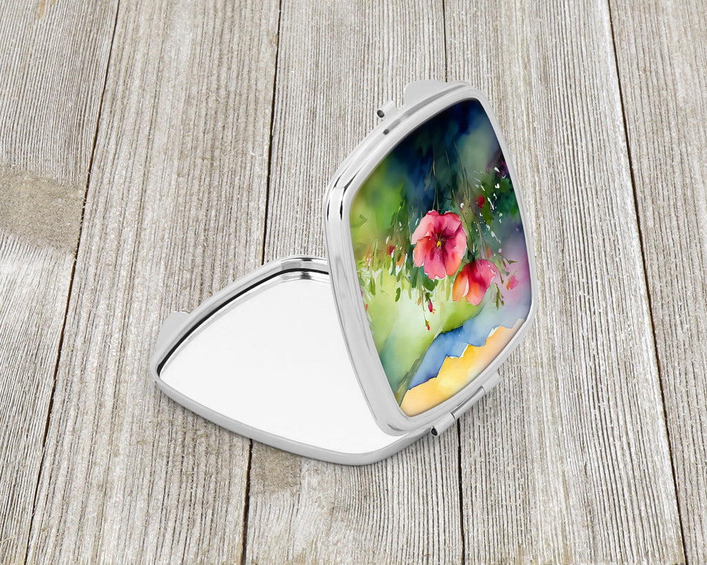 North Dakota Wild Prairie Roses in Watercolor Compact Mirror Decorative Travel Makeup Mirror for Women Girls Gifts Pocket Makeup Mirror Folding Handheld
