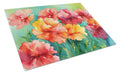 Ohio Scarlet Carnations in Watercolor Cutting Board Tempered Glass Kitchen Cutting Surface, Heat Resistant Chopping, Non-Slip Feet, Food Prep & Serving