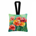 Ohio Scarlet Carnations in Watercolor Hanging Square Fabric Ornament 3.5 × 3.5 Decorative Door-Knob & Tree Hanger, Soft Fabric