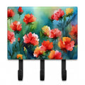 Ohio Scarlet Carnations in Watercolor Leash or Key Holder Wall Hooks, Coat Rack Wall Mount, for Hanging Keys, Towels, Aprons, Leashes