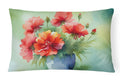 Ohio Scarlet Carnations in Watercolor Decorative Throw Pillow 12x16 Indoor Outdoor Accent Cushion, Fabric Cover with Insert for Sofa, Bed, Porch & Living Room