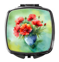Ohio Scarlet Carnations in Watercolor Compact Mirror Decorative Travel Makeup Mirror for Women Girls Gifts Pocket Makeup Mirror Folding Handheld