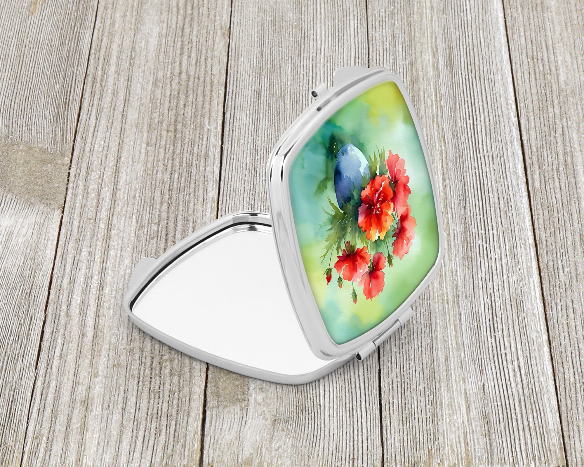 Ohio Scarlet Carnations in Watercolor Compact Mirror Decorative Travel Makeup Mirror for Women Girls Gifts Pocket Makeup Mirror Folding Handheld