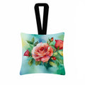 Oklahoma Roses in Watercolor Hanging Square Fabric Ornament 3.5 × 3.5 Decorative Door-Knob & Tree Hanger, Soft Fabric