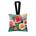 Oklahoma Roses in Watercolor Hanging Square Fabric Ornament 3.5 × 3.5 Decorative Door-Knob & Tree Hanger, Soft Fabric