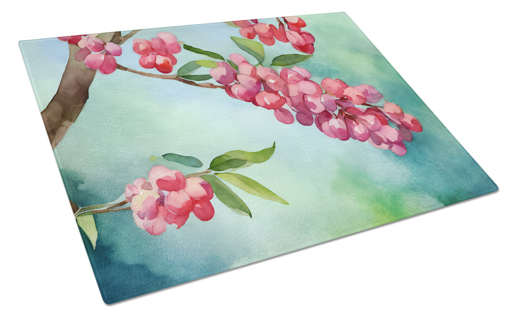 Pennsylvania Mountain Laurels in Watercolor Cutting Board Tempered Glass Kitchen Cutting Surface, Heat Resistant Chopping, Non-Slip Feet, Food Prep & Serving