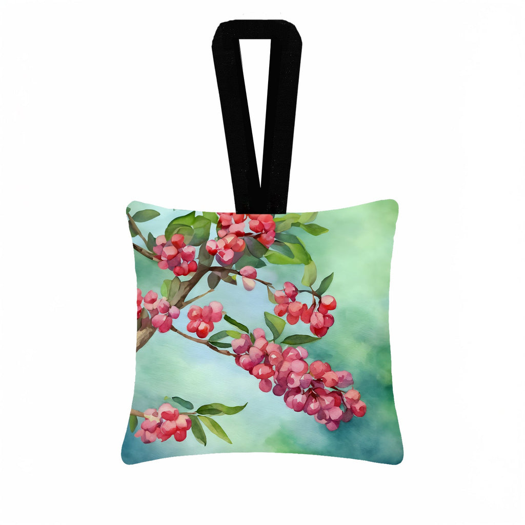 Pennsylvania Mountain Laurels in Watercolor Hanging Square Fabric Ornament 3.5 × 3.5 Decorative Door-Knob & Tree Hanger, Soft Fabric