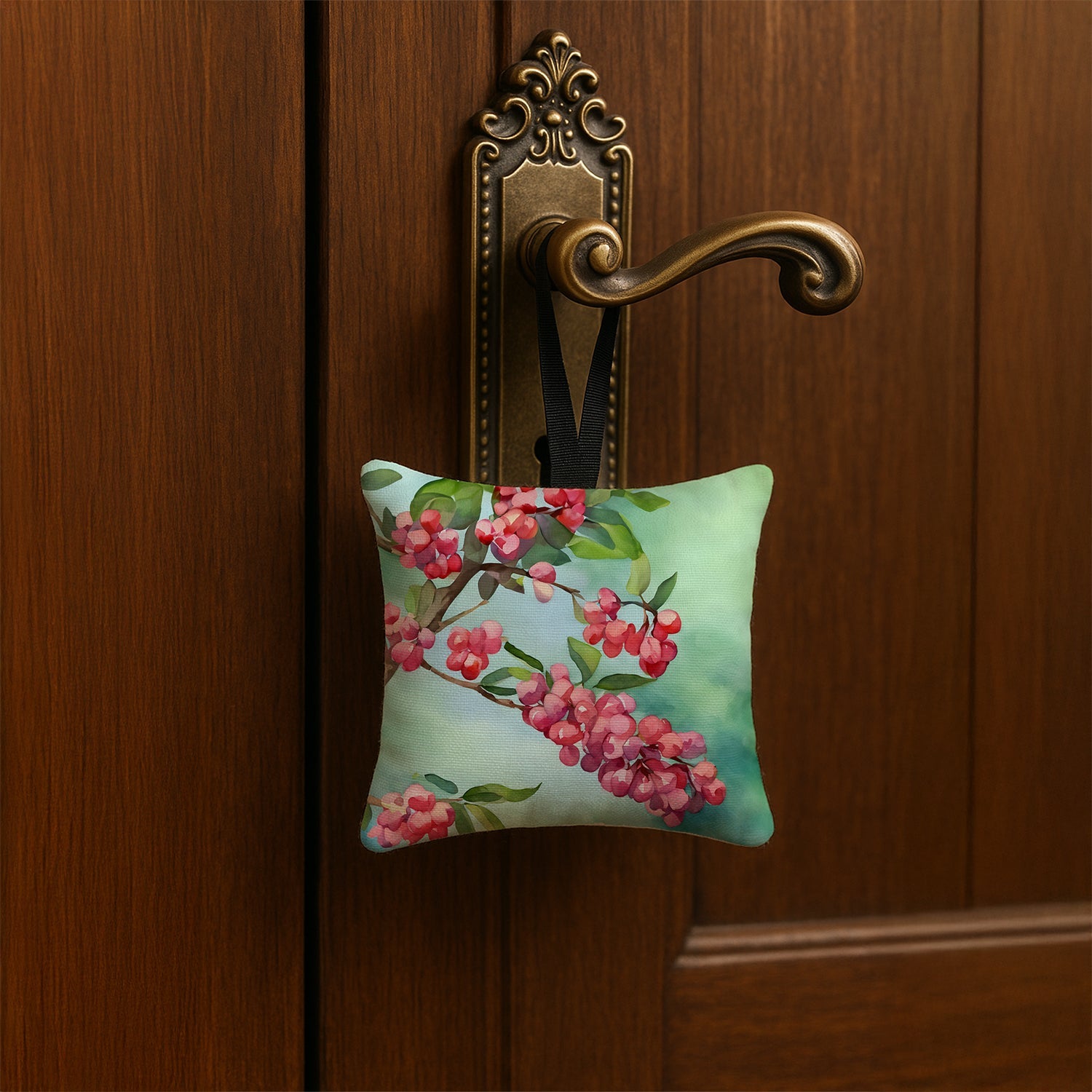 Pennsylvania Mountain Laurels in Watercolor Hanging Square Fabric Ornament 3.5 × 3.5 Decorative Door-Knob & Tree Hanger, Soft Fabric