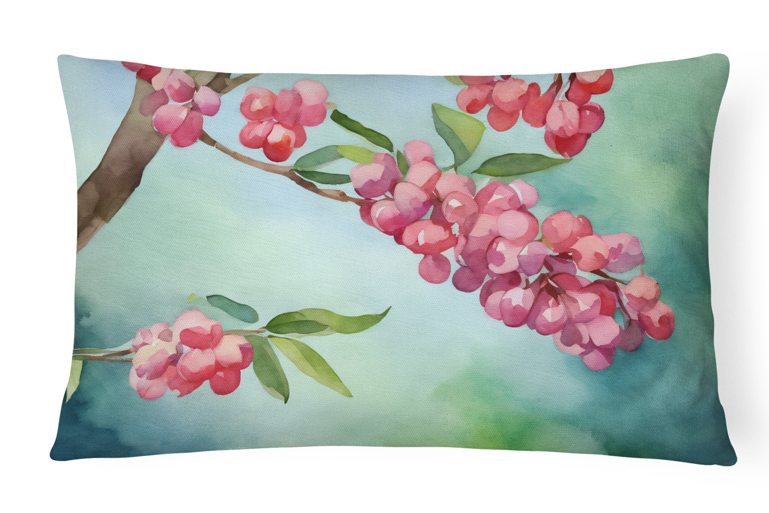 Pennsylvania Mountain Laurels in Watercolor Decorative Throw Pillow 12x16 Indoor Outdoor Accent Cushion, Fabric Cover with Insert for Sofa, Bed, Porch & Living Room