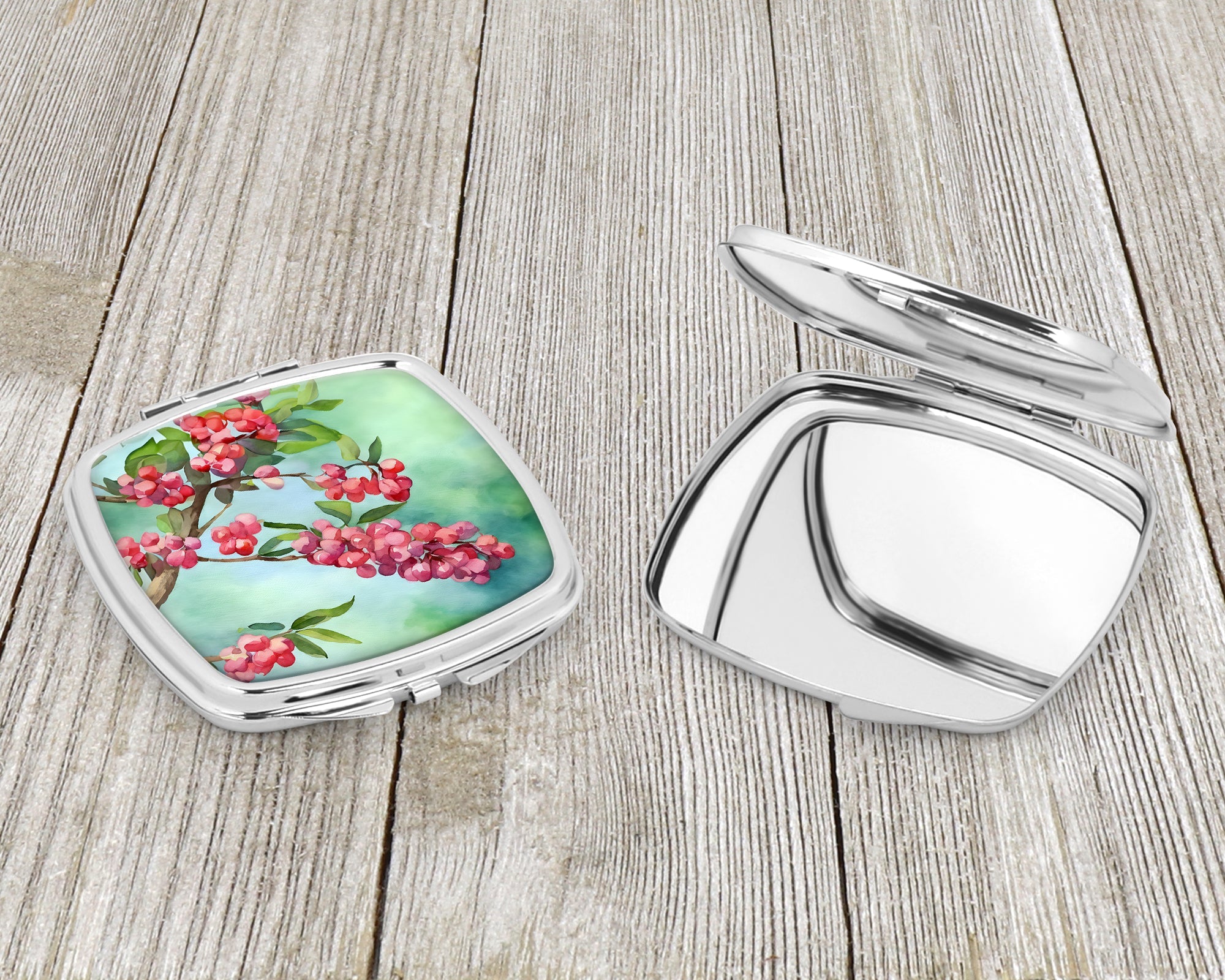 Pennsylvania Mountain Laurels in Watercolor Compact Mirror Decorative Travel Makeup Mirror for Women Girls Gifts Pocket Makeup Mirror Folding Handheld