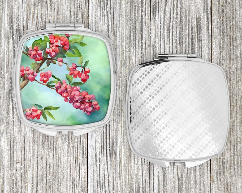 Pennsylvania Mountain Laurels in Watercolor Compact Mirror Decorative Travel Makeup Mirror for Women Girls Gifts Pocket Makeup Mirror Folding Handheld