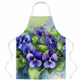 Rhode Island Violets in Watercolor Apron Cooking Kitchen Server Baking Crafts Gardening for Adult Women Men, Unisex, Large, Multicolor