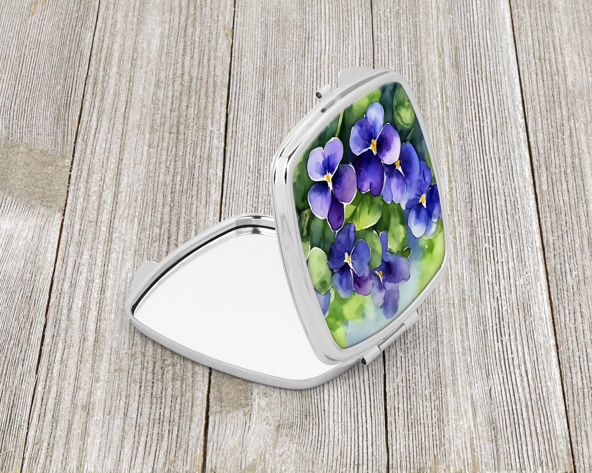 Rhode Island Violets in Watercolor Compact Mirror Decorative Travel Makeup Mirror for Women Girls Gifts Pocket Makeup Mirror Folding Handheld