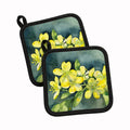 South Carolina Yellow Jessamine in Watercolor Pot Holder Set of 2 Heat Resistant Quilted Hot Pads 7.5 x 7.5 Inch, Insulated Kitchen Trivets for Cooking & Baking