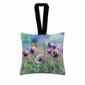 South Dakota Pasque Flowers in Watercolor Hanging Square Fabric Ornament 3.5 × 3.5 Decorative Door-Knob & Tree Hanger, Soft Fabric