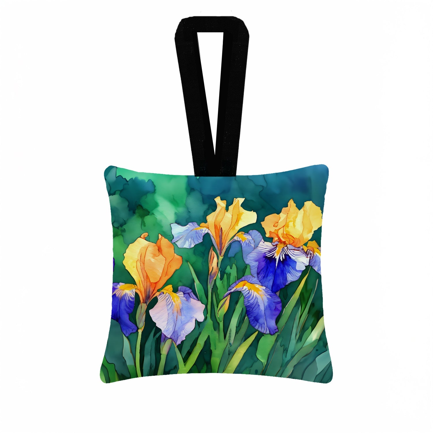 Tennessee Iris in Watercolor Hanging Square Fabric Ornament 3.5 × 3.5 Decorative Door-Knob & Tree Hanger, Soft Fabric