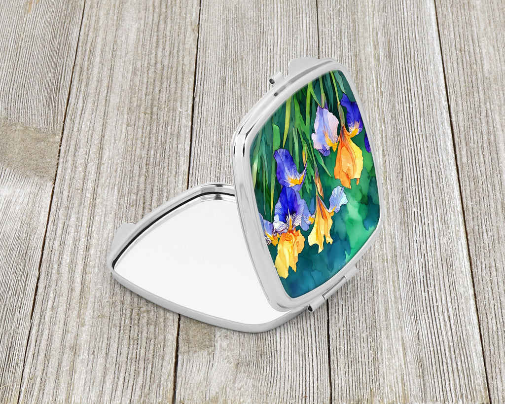 Tennessee Iris in Watercolor Compact Mirror Decorative Travel Makeup Mirror for Women Girls Gifts Pocket Makeup Mirror Folding Handheld
