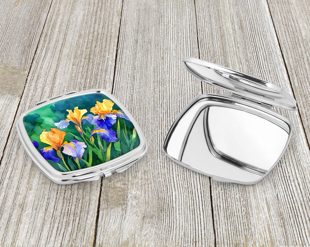 Tennessee Iris in Watercolor Compact Mirror Decorative Travel Makeup Mirror for Women Girls Gifts Pocket Makeup Mirror Folding Handheld