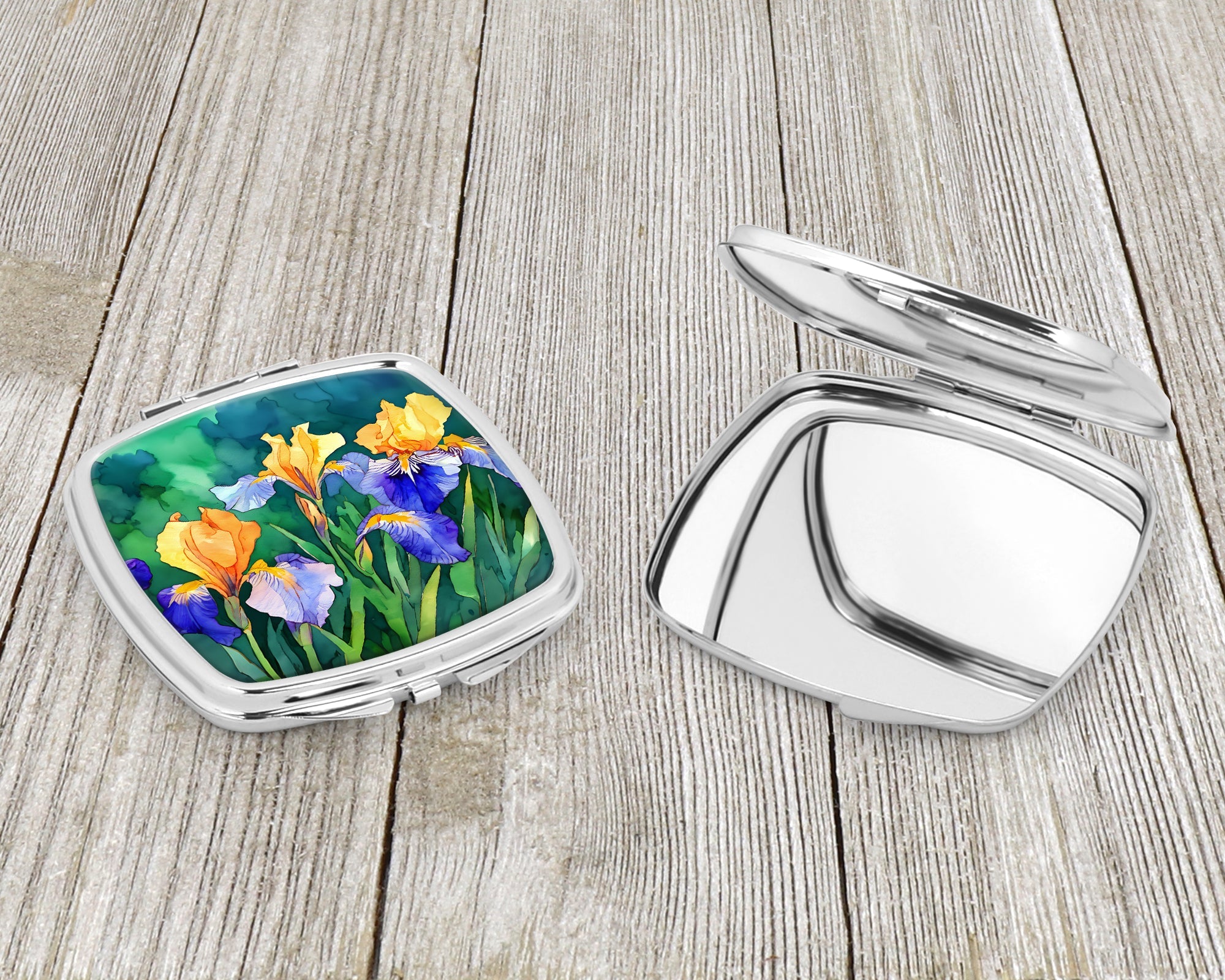 Tennessee Iris in Watercolor Compact Mirror Decorative Travel Makeup Mirror for Women Girls Gifts Pocket Makeup Mirror Folding Handheld