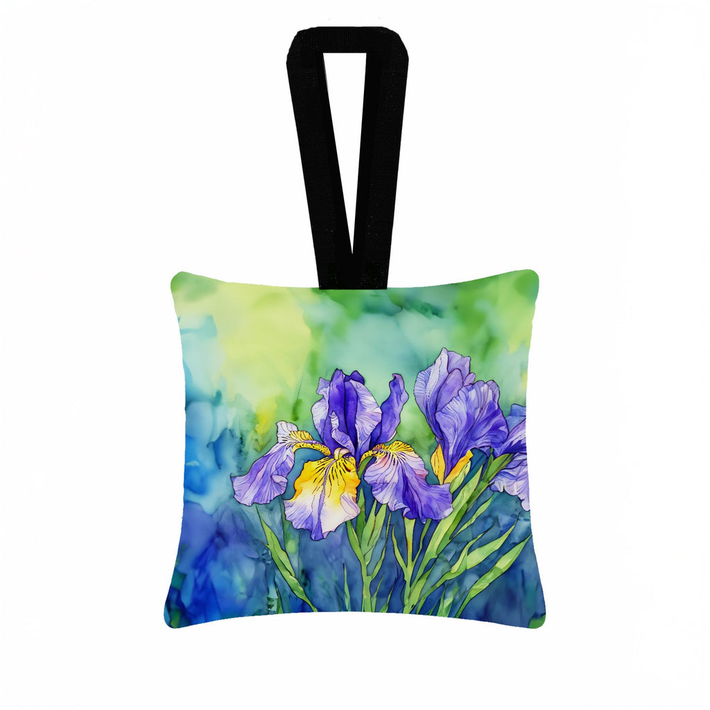 Tennessee Iris in Watercolor Hanging Square Fabric Ornament 3.5 × 3.5 Decorative Door-Knob & Tree Hanger, Soft Fabric