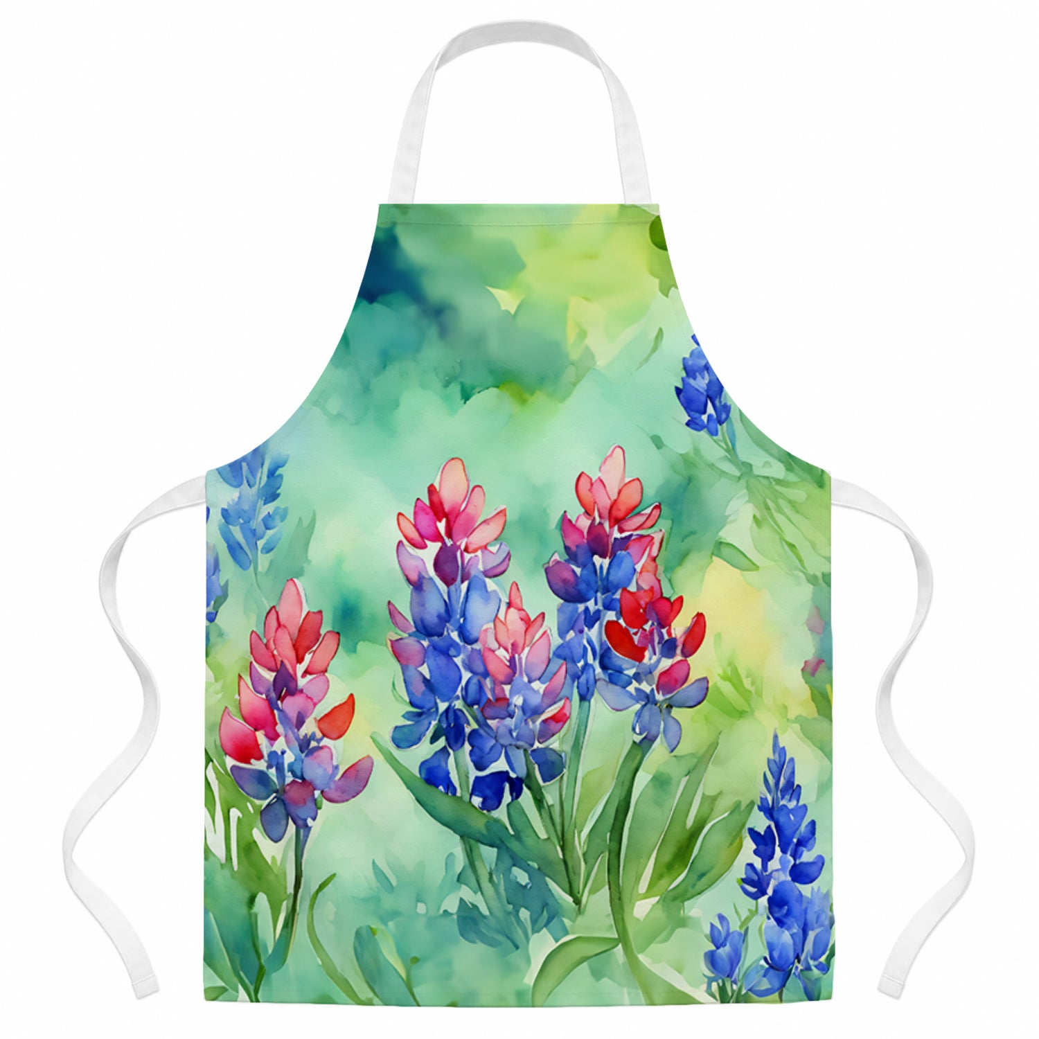 Texas Bluebonnets in Watercolor Apron Cooking Kitchen Server Baking Crafts Gardening for Adult Women Men, Unisex, Large, Multicolor