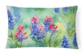 Texas Bluebonnets in Watercolor Decorative Throw Pillow 12x16 Indoor Outdoor Accent Cushion, Fabric Cover with Insert for Sofa, Bed, Porch & Living Room