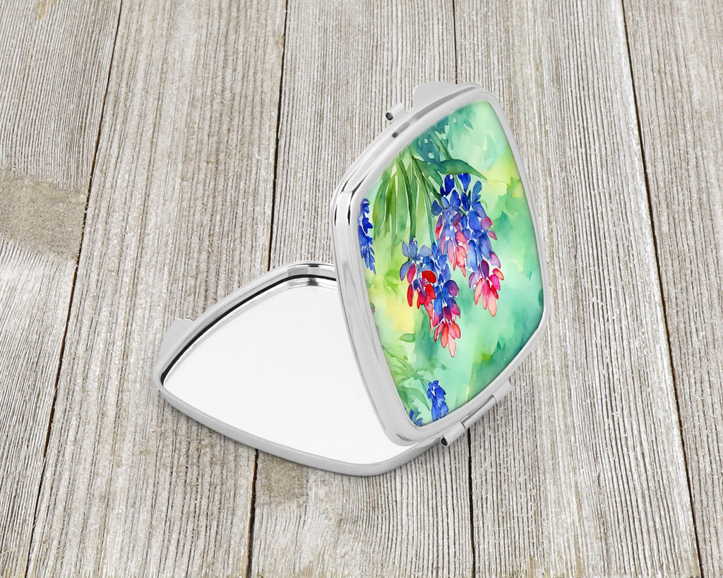 Texas Bluebonnets in Watercolor Compact Mirror Decorative Travel Makeup Mirror for Women Girls Gifts Pocket Makeup Mirror Folding Handheld