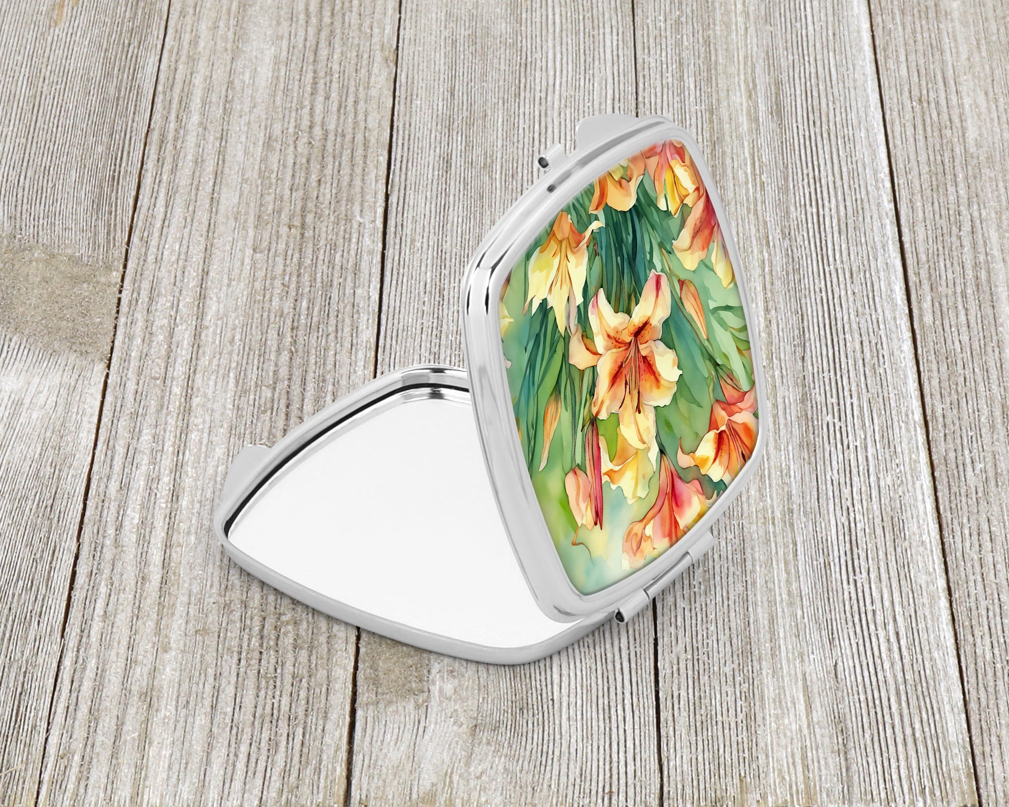 Utah Sego Lilies in Watercolor Compact Mirror Decorative Travel Makeup Mirror for Women Girls Gifts Pocket Makeup Mirror Folding Handheld