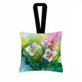 Utah Sego Lilies in Watercolor Hanging Square Fabric Ornament 3.5 × 3.5 Decorative Door-Knob & Tree Hanger, Soft Fabric