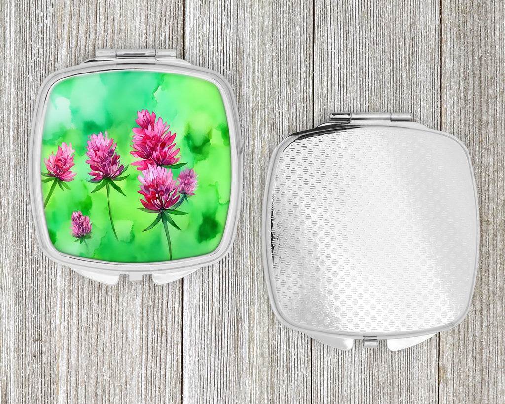 Vermont Red Clover in Watercolor Compact Mirror Decorative Travel Makeup Mirror for Women Girls Gifts Pocket Makeup Mirror Folding Handheld