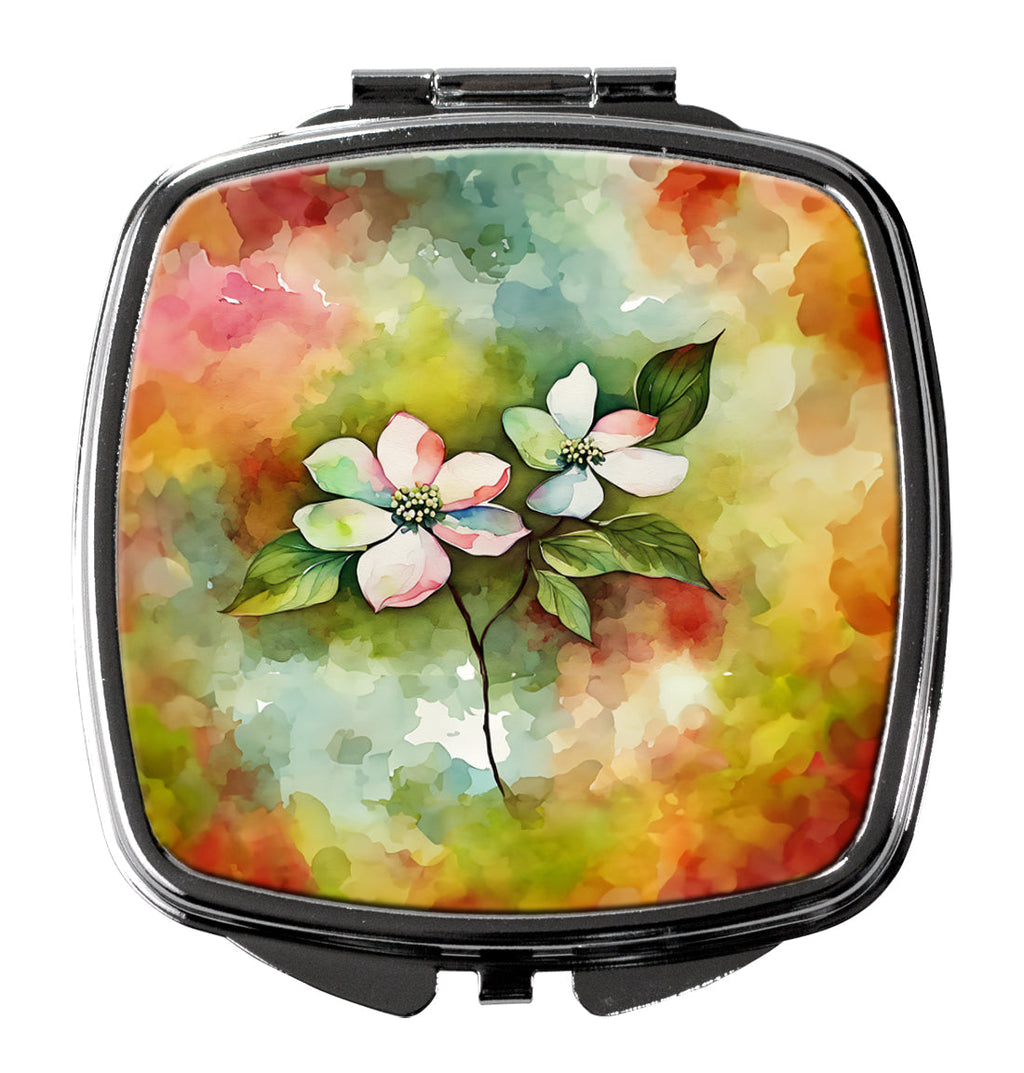 Virginia American Dogwood in Watercolor Compact Mirror Decorative Travel Makeup Mirror for Women Girls Gifts Pocket Makeup Mirror Folding Handheld