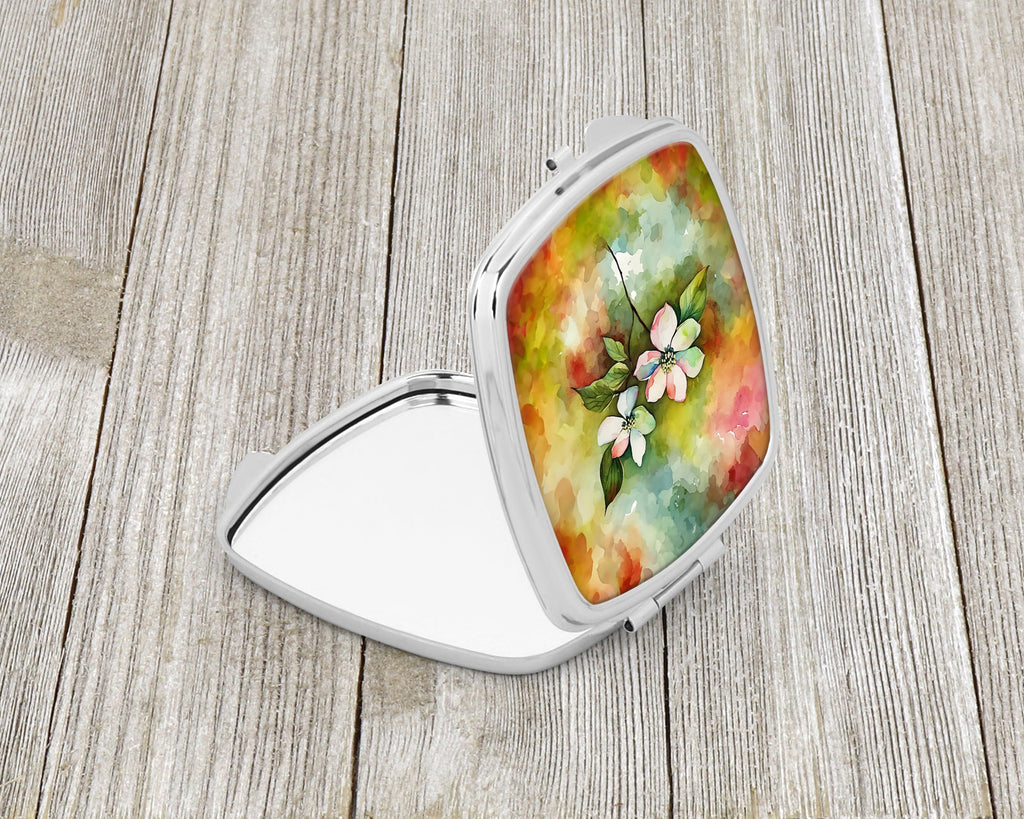 Virginia American Dogwood in Watercolor Compact Mirror Decorative Travel Makeup Mirror for Women Girls Gifts Pocket Makeup Mirror Folding Handheld