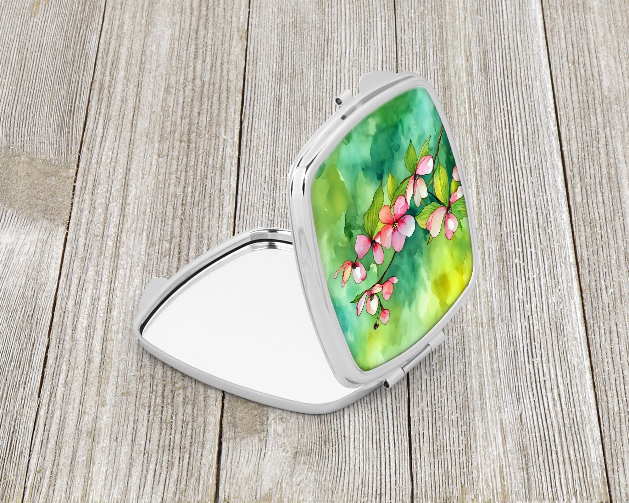 Virginia American Dogwood in Watercolor Compact Mirror Decorative Travel Makeup Mirror for Women Girls Gifts Pocket Makeup Mirror Folding Handheld