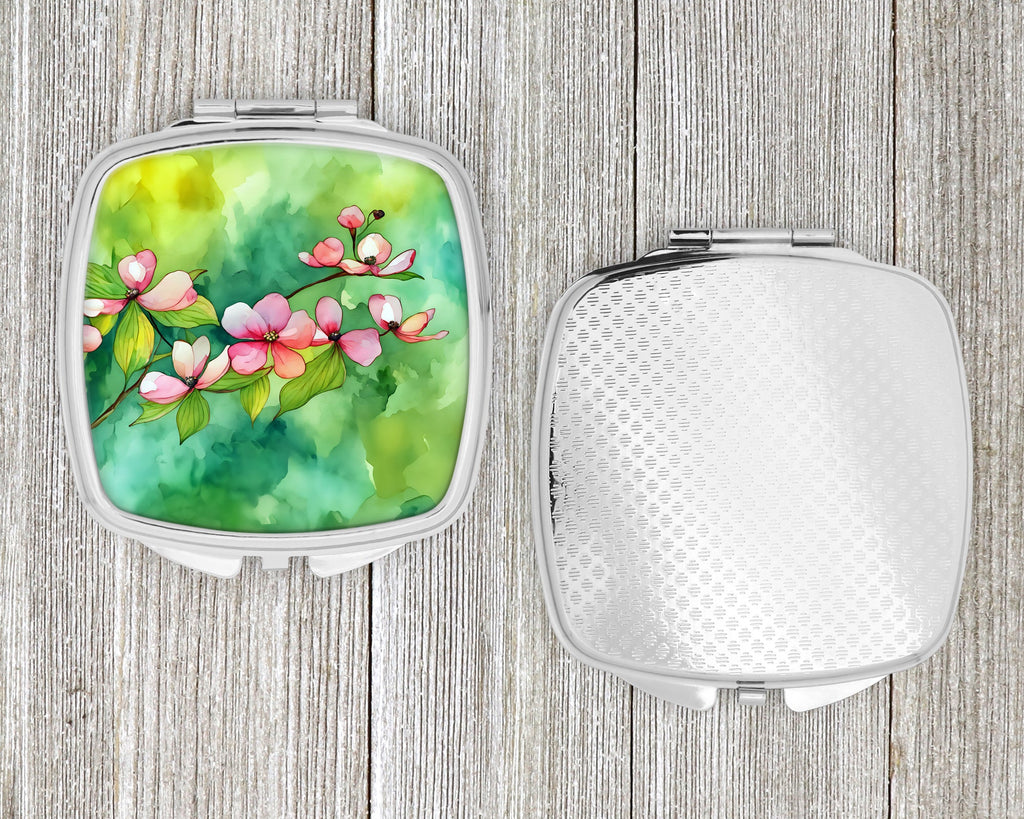 Virginia American Dogwood in Watercolor Compact Mirror Decorative Travel Makeup Mirror for Women Girls Gifts Pocket Makeup Mirror Folding Handheld