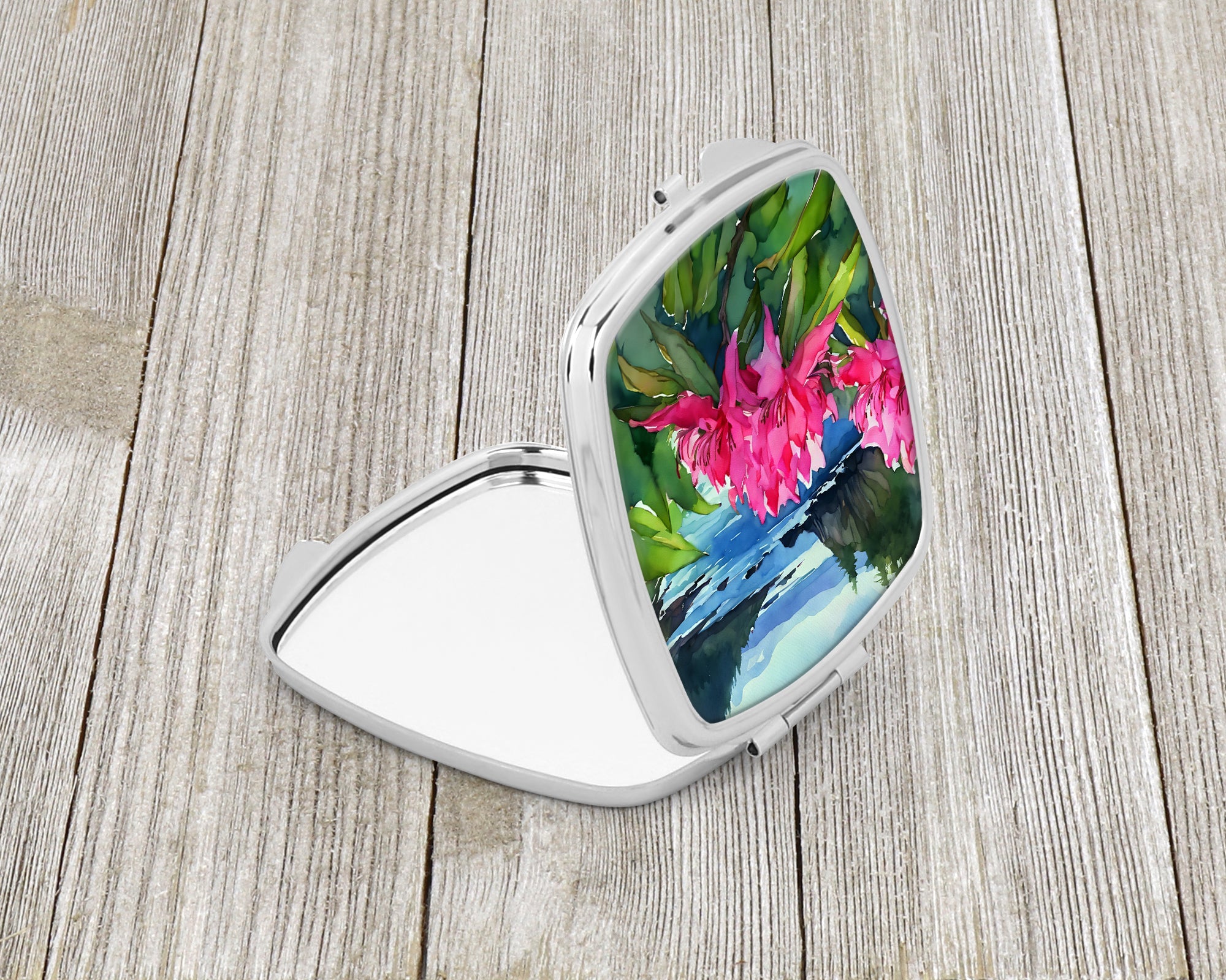 Washington Coast Rhododendrons in Watercolor Compact Mirror Decorative Travel Makeup Mirror for Women Girls Gifts Pocket Makeup Mirror Folding Handheld