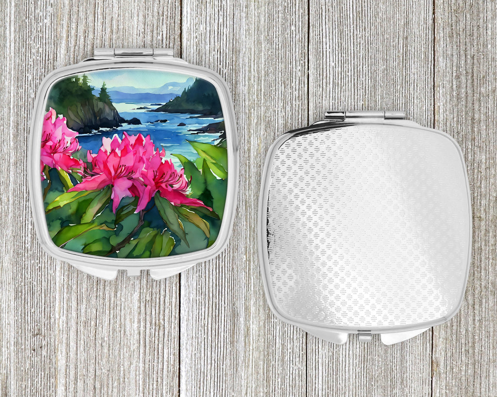 Washington Coast Rhododendrons in Watercolor Compact Mirror Decorative Travel Makeup Mirror for Women Girls Gifts Pocket Makeup Mirror Folding Handheld