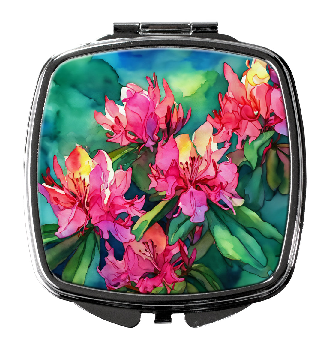 West Virginia Rhododendrons in Watercolor Compact Mirror Decorative Travel Makeup Mirror for Women Girls Gifts Pocket Makeup Mirror Folding Handheld