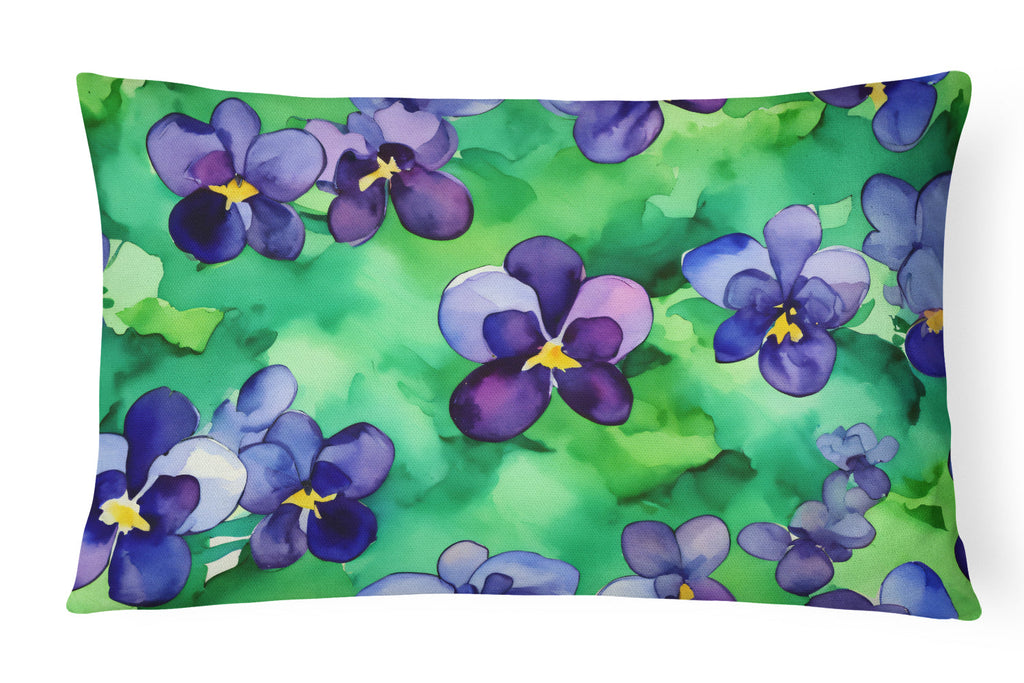 Wisconsin Wood Violets in Watercolor Decorative Throw Pillow 12x16 Indoor Outdoor Accent Cushion, Fabric Cover with Insert for Sofa, Bed, Porch & Living Room